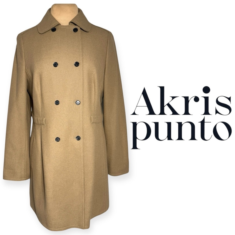 Akris punto wool angora camel tan double breasted peacoat US 12 FR 45 D 42 CBK - Picture 3 of 16